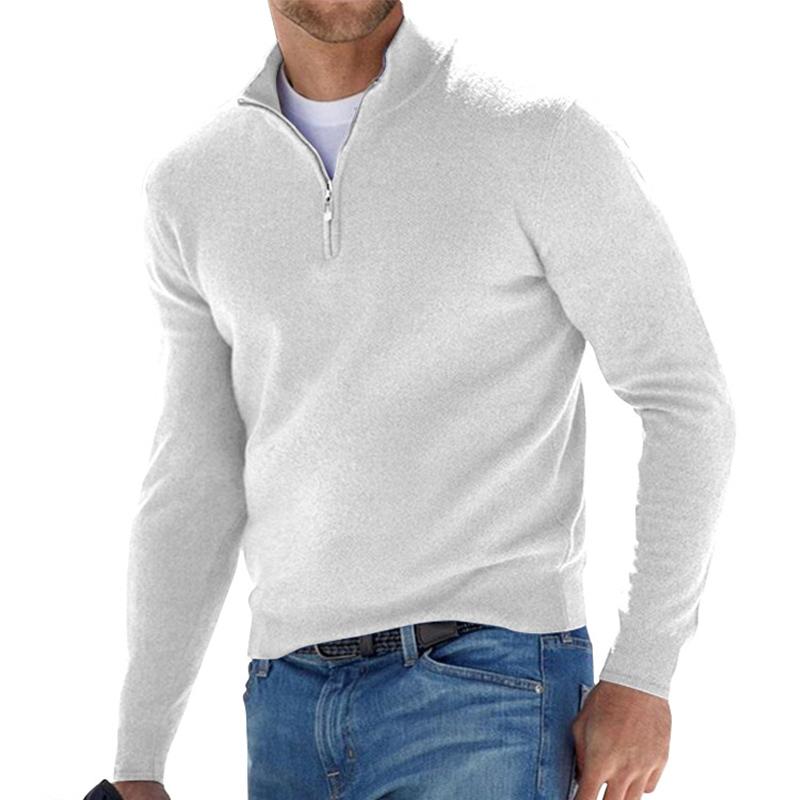Herren Hemd Reißverschluss Modern Slim Fit Blau