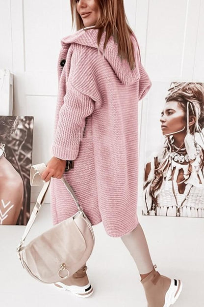Strickjacke Damen Weich Warm Kapuze