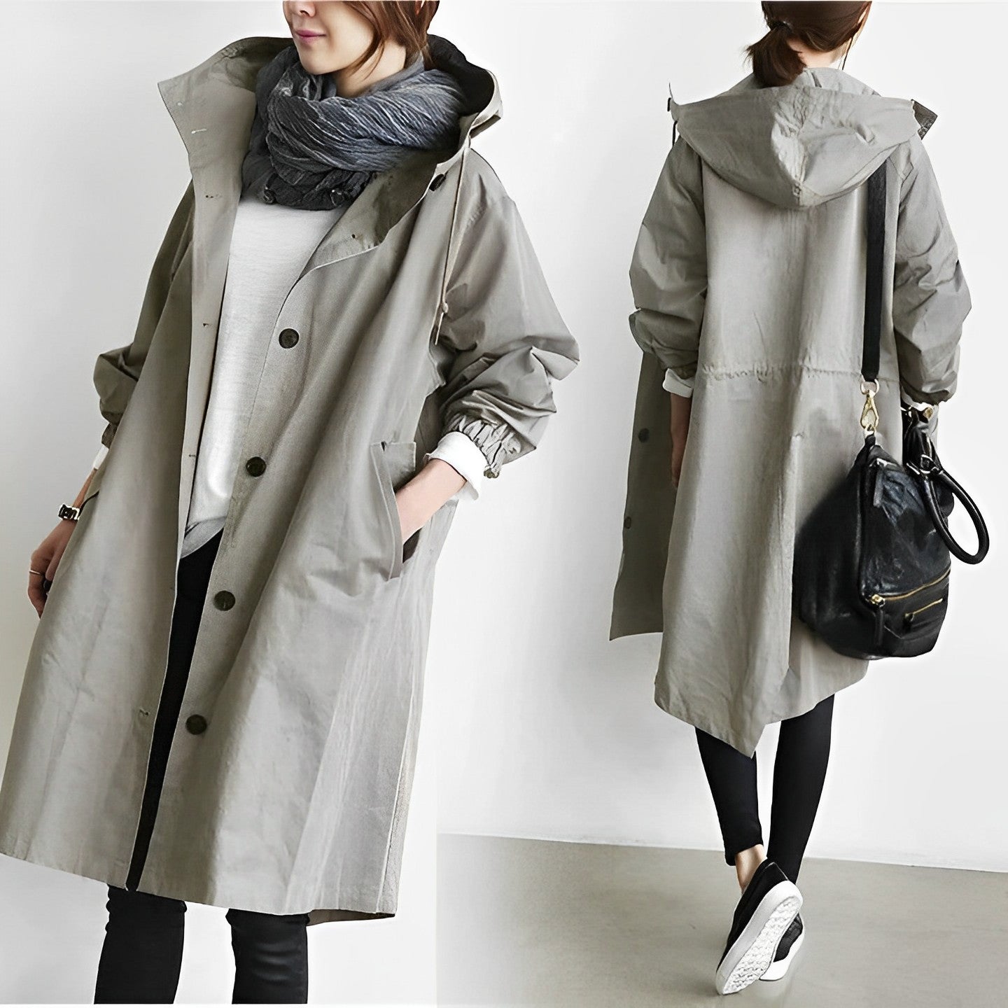 Wasserdichte Damen Winterjacke Lang Mit Kapuze
