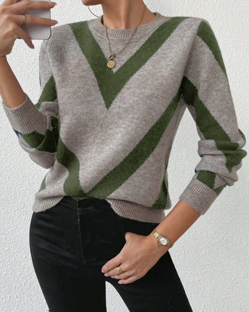 Damen Rundhals Geometrisches Muster