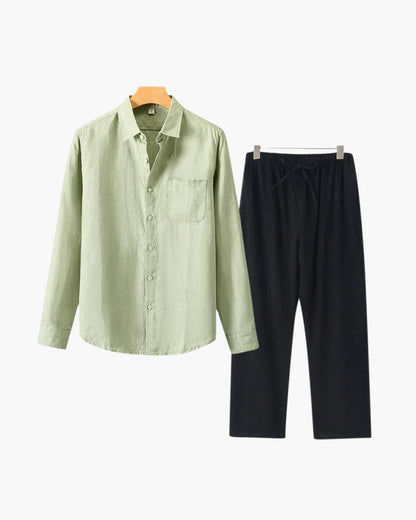 Herren Leinenanzug Langarm Set Sommer