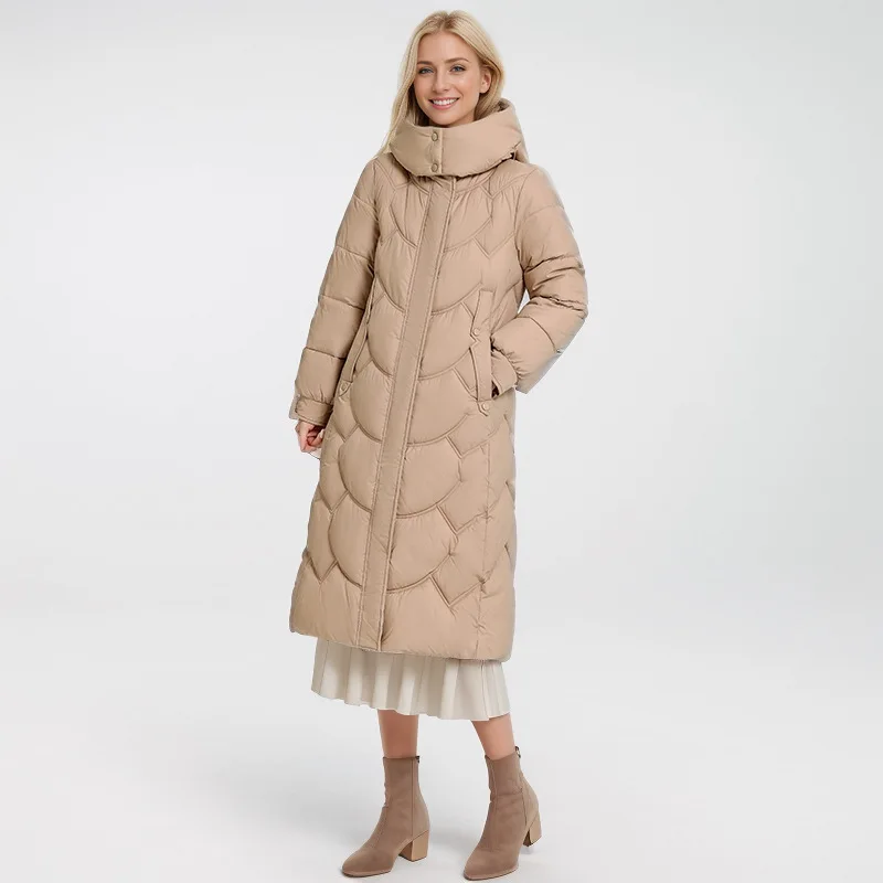 Damen Daunen Steppjacke Lang Winterwarm