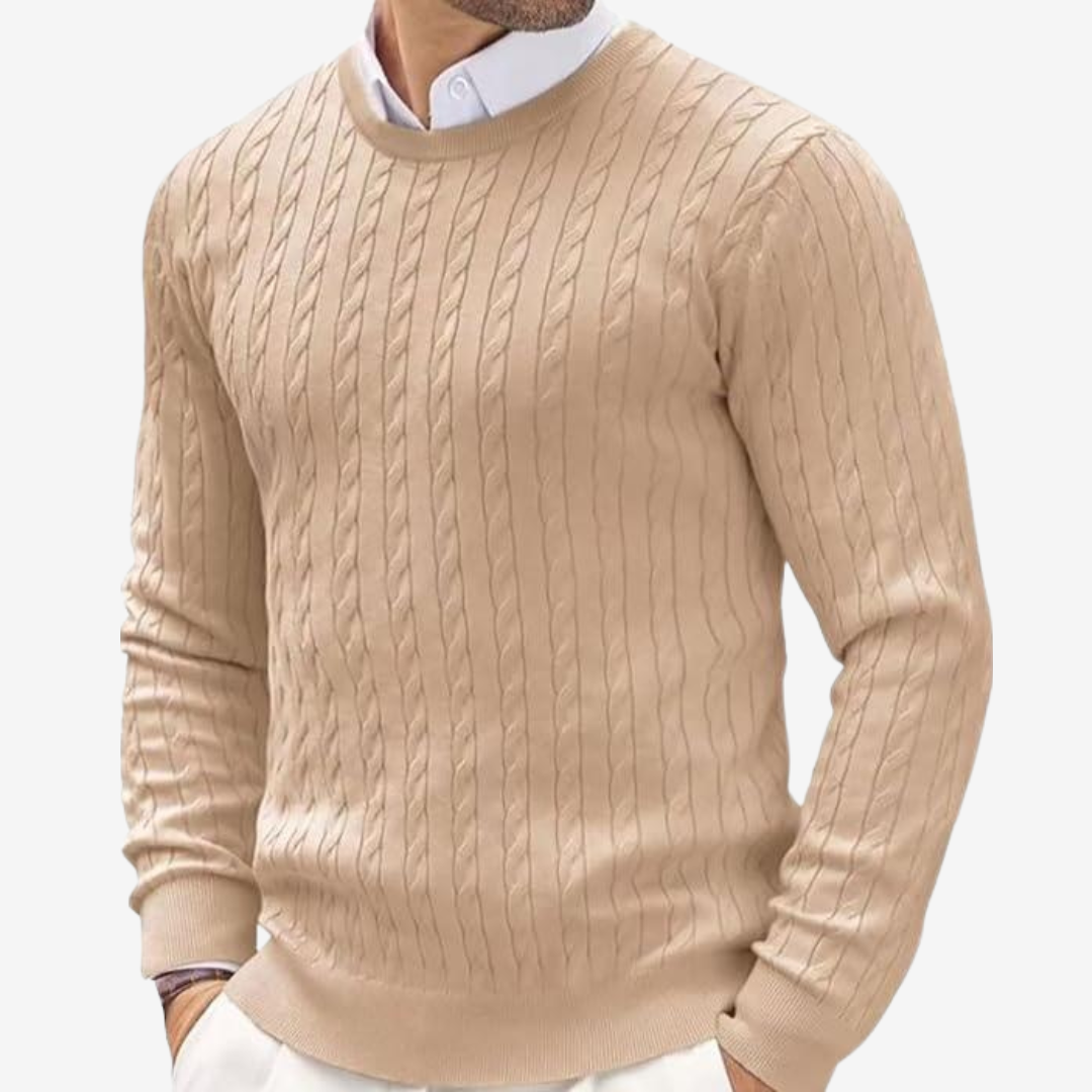 Herren Strickpullover Rundhals Zopfmuster Modern