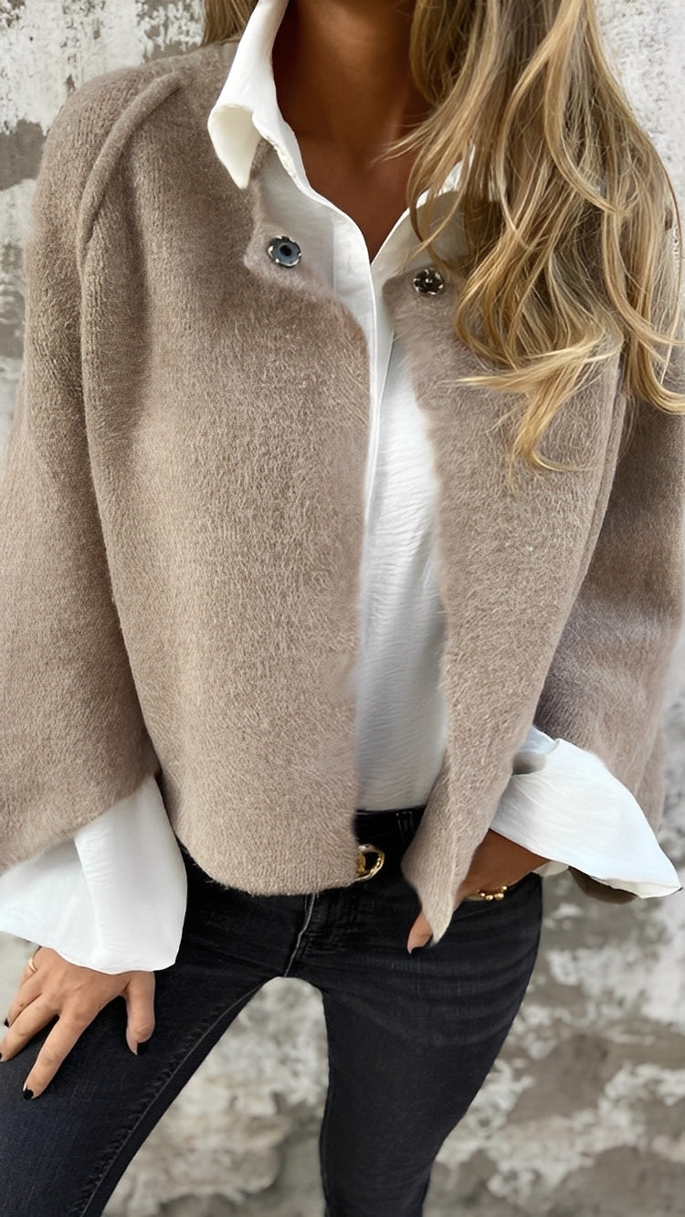Damen Kaschmirjacke Weich Bequem Schwarz - Norvielle