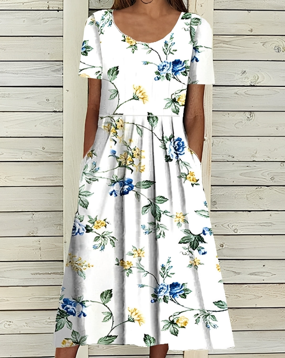 Damen Midikleid Blumenmuster Elegant