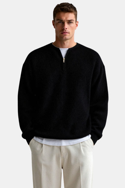 Strickpullover Reißverschluss Komfortmode Zeitlos