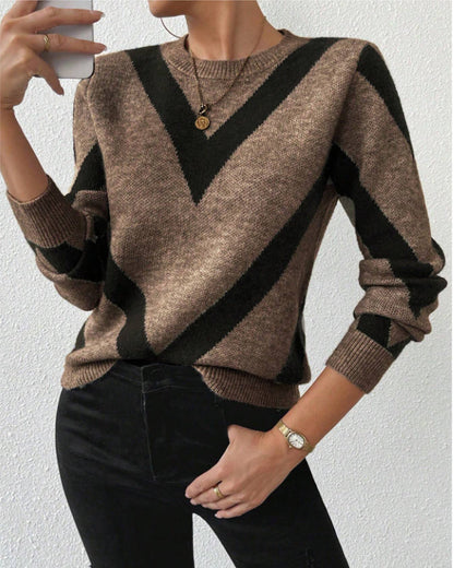 Damen Rundhals Geometrisches Muster