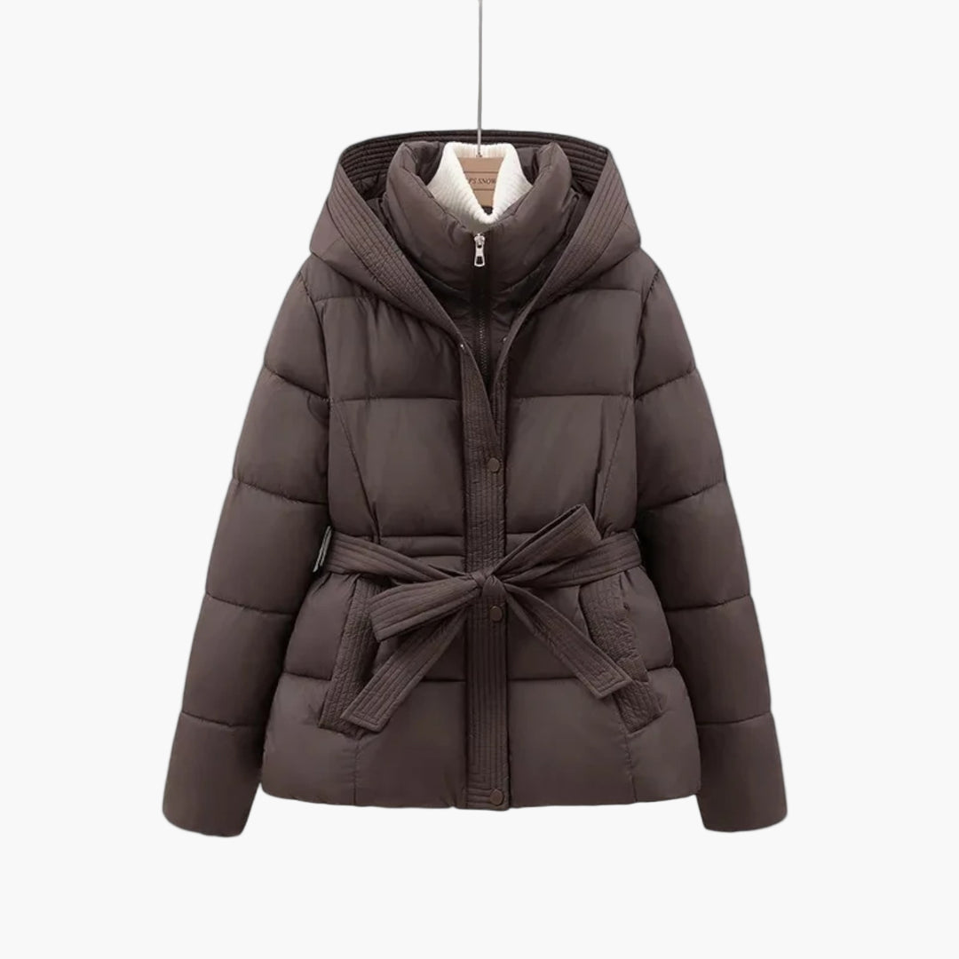 Damen Daunenjacke Warm mit Gürtel und Daunenfutter