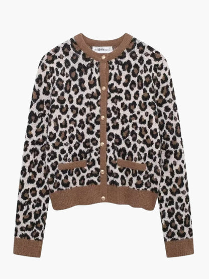 Damen Leopard Strickjacke Modisch - Norvielle