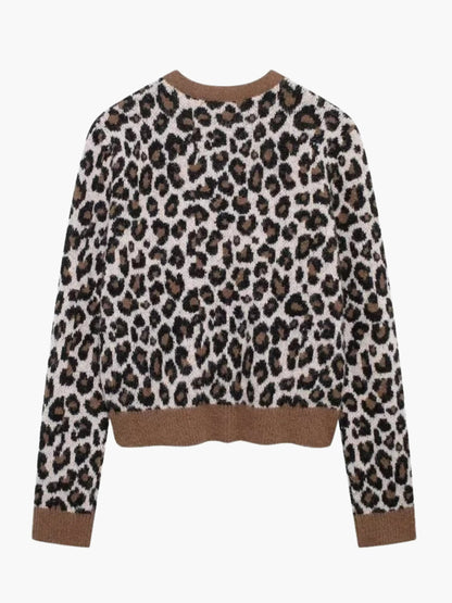 Damen Leopard Strickjacke Modisch