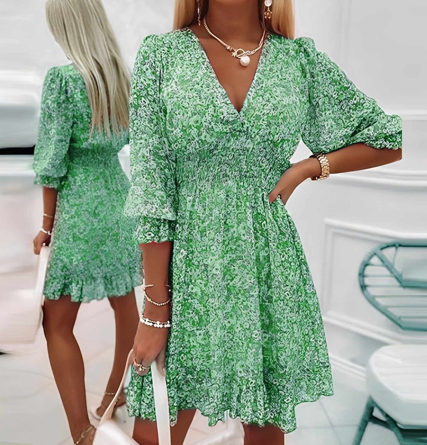 Damen Minikleid Boho Stil Sommerkleid