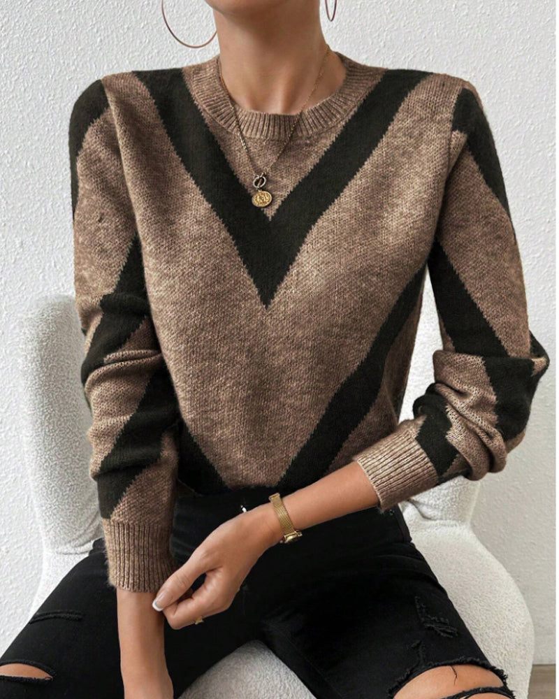 Damen Rundhals Geometrisches Muster