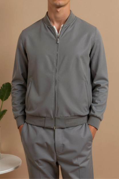 Herren Bomberjacke Grau- Modern Zeitlos