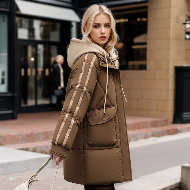 Langhaariger Steppmantel Damen Warm