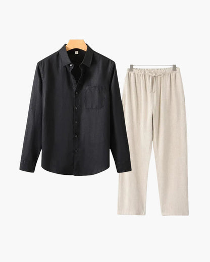 Herren Leinenanzug Langarm Set Sommer