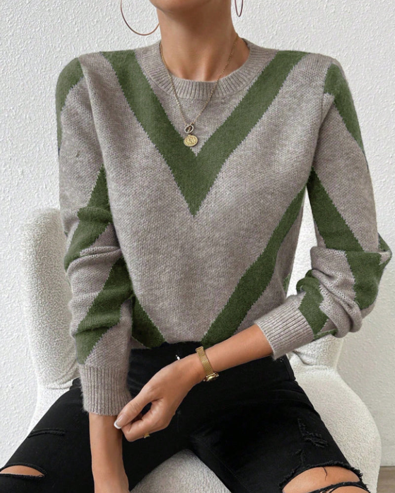 Damen Rundhals Geometrisches Muster