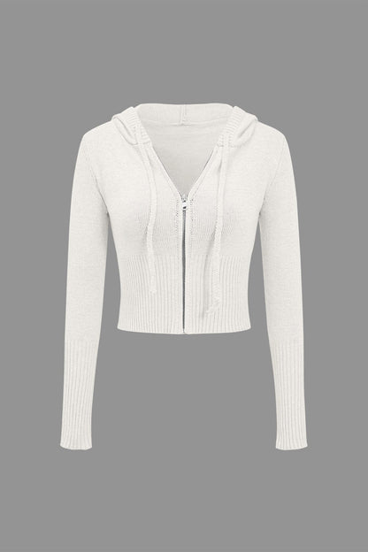 Strick-Set Damen Kapuzenjacke Schlaghose Warm