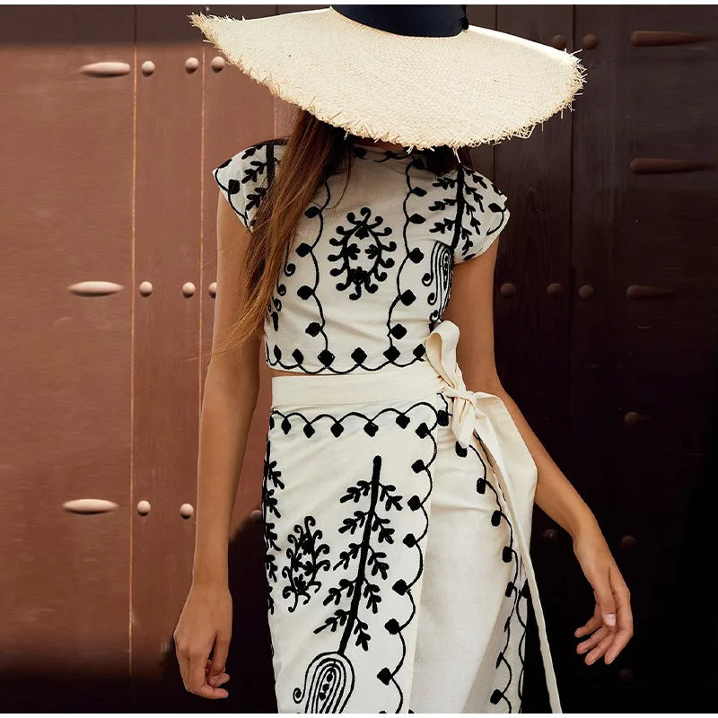 Damen Zweiteiliges Outfit Set Crop Wickelrock