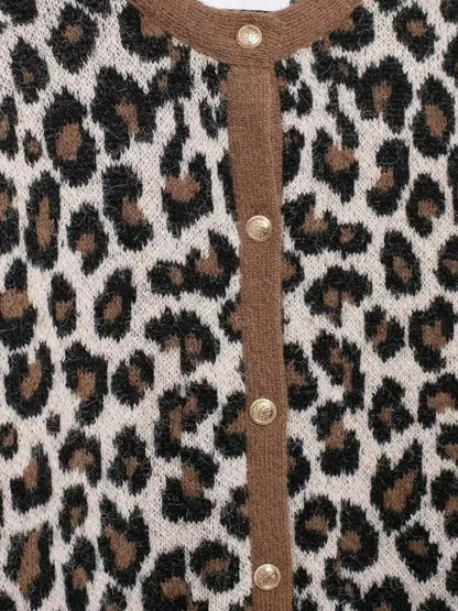 Damen Leopard Strickjacke Modisch