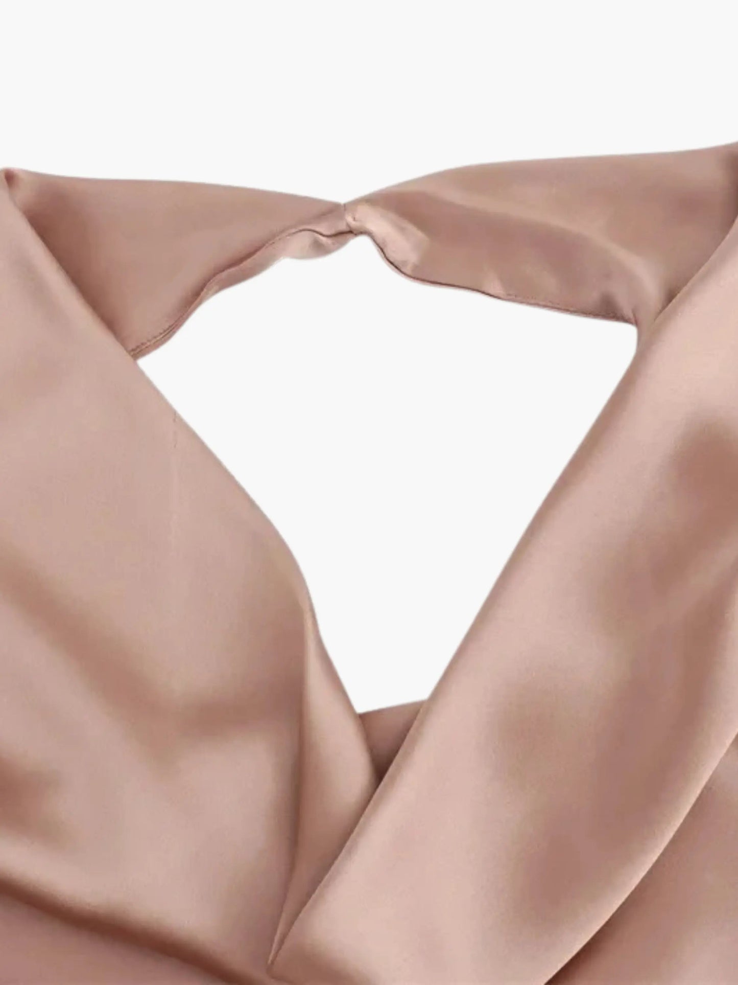 Damen Satin Maxikleid Wasserfallkragen Elegantes