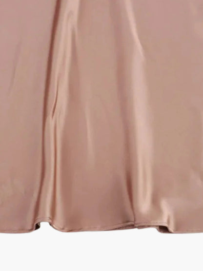 Damen Satin Maxikleid Wasserfallkragen Elegantes