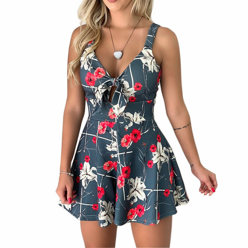 Damen Jumpsuit mit Hosenträgern und Schleife