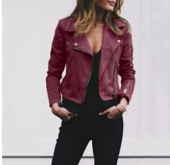 Damen Jacke Reißverschluss Modern Glamour Leder
