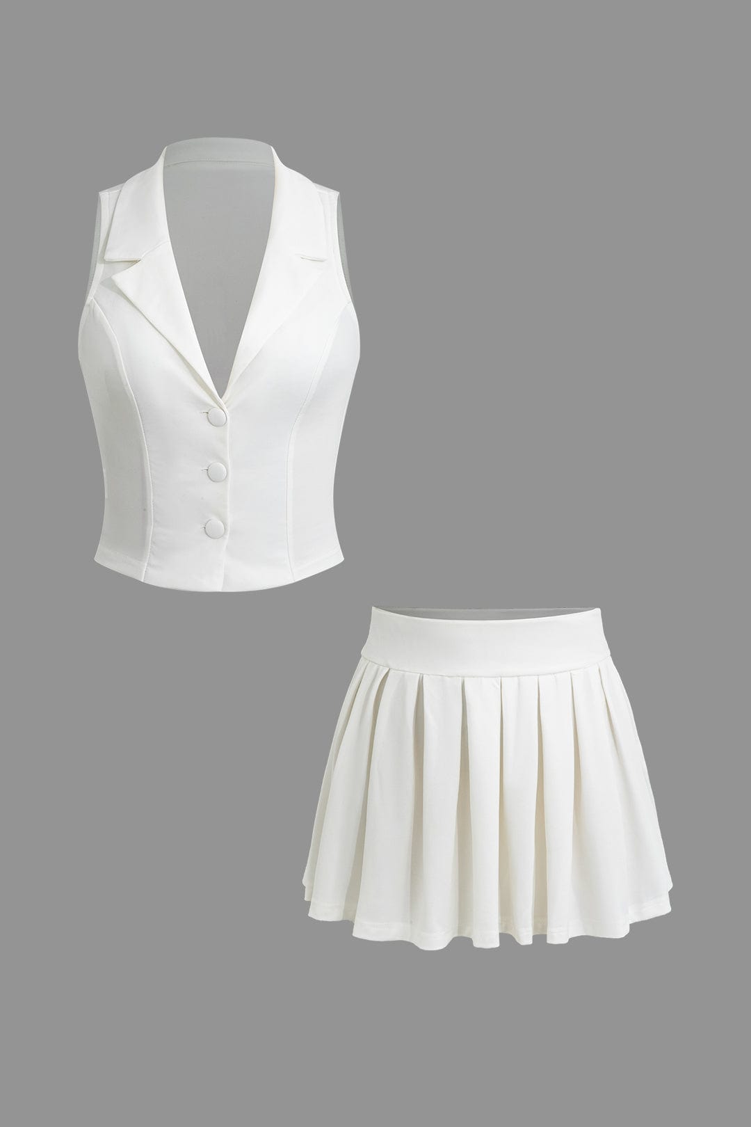 Damen Zweiteiler Weste Faltenrock Elegant