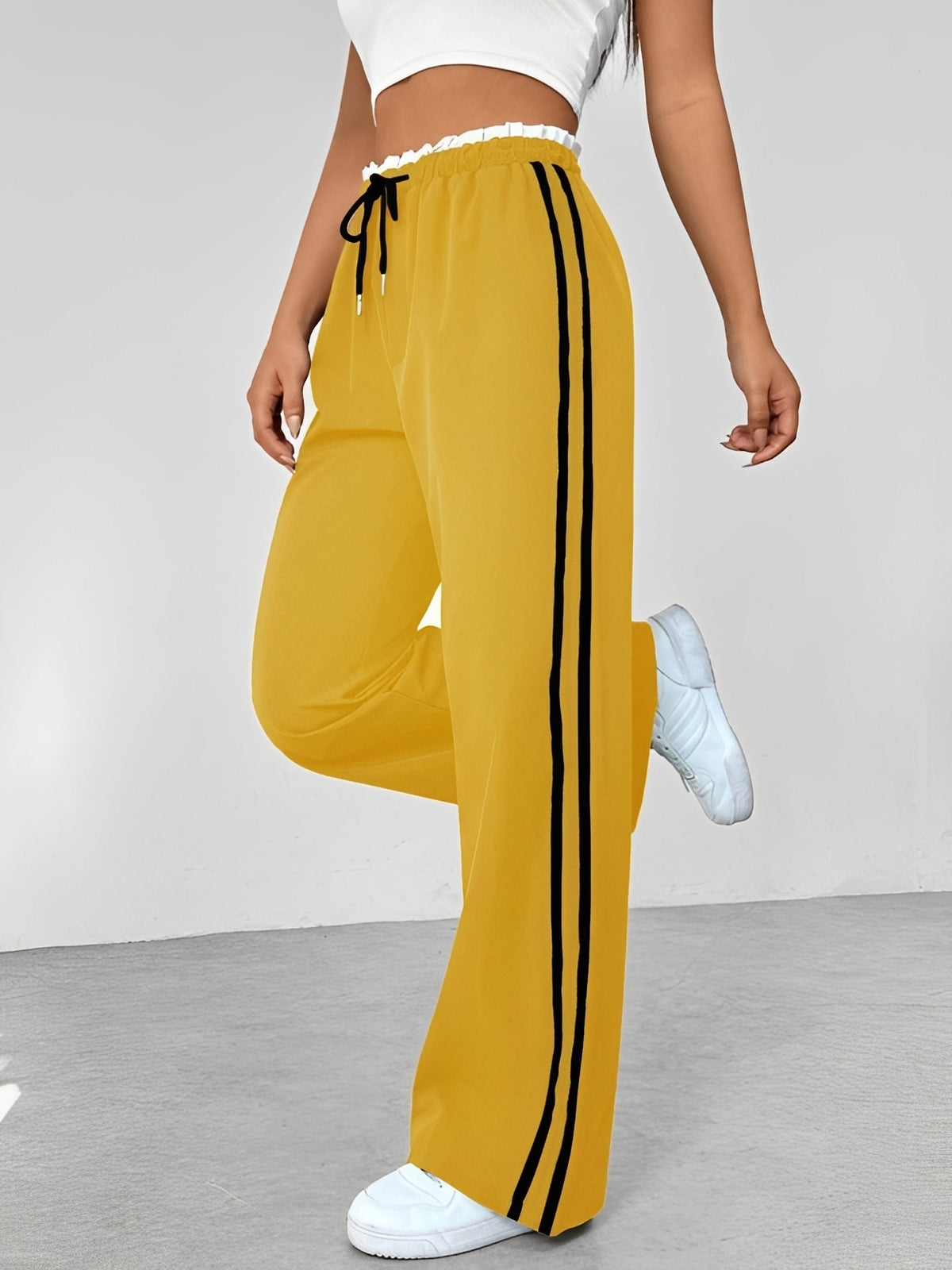 Damen Straight-Hose Sportlich Bequem Weit