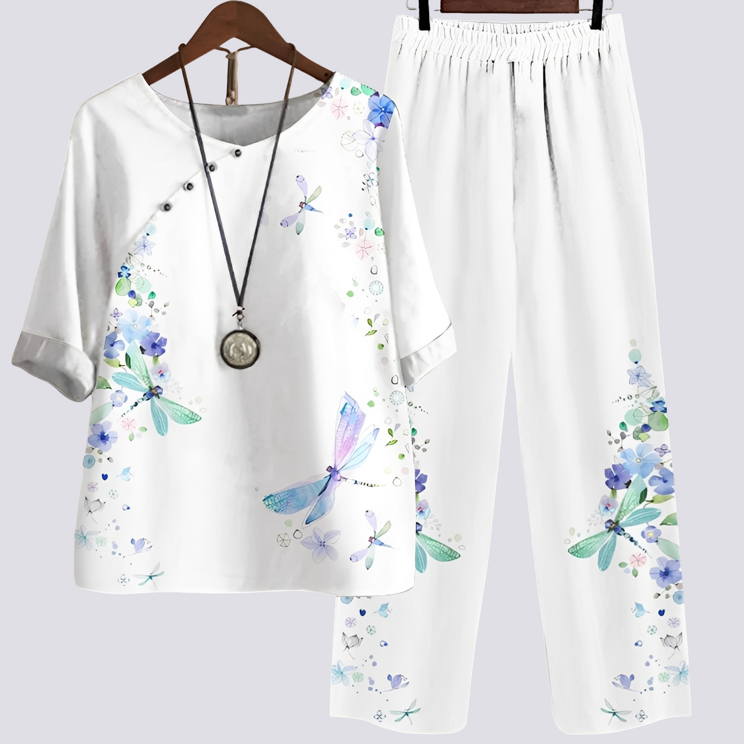 Damen Set Bluse und Rock Bequem Baumwolle