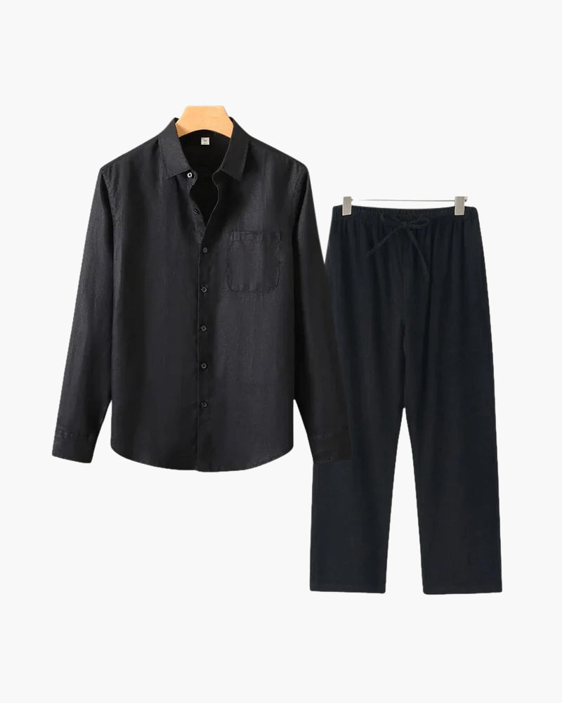 Herren Leinenanzug Langarm Set Sommer