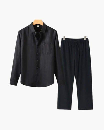 Herren Leinenanzug Langarm Set Sommer
