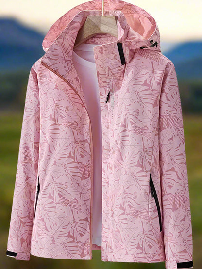 Damen Freizeitjacke Wasserabweisend Blättermuster Sportlich