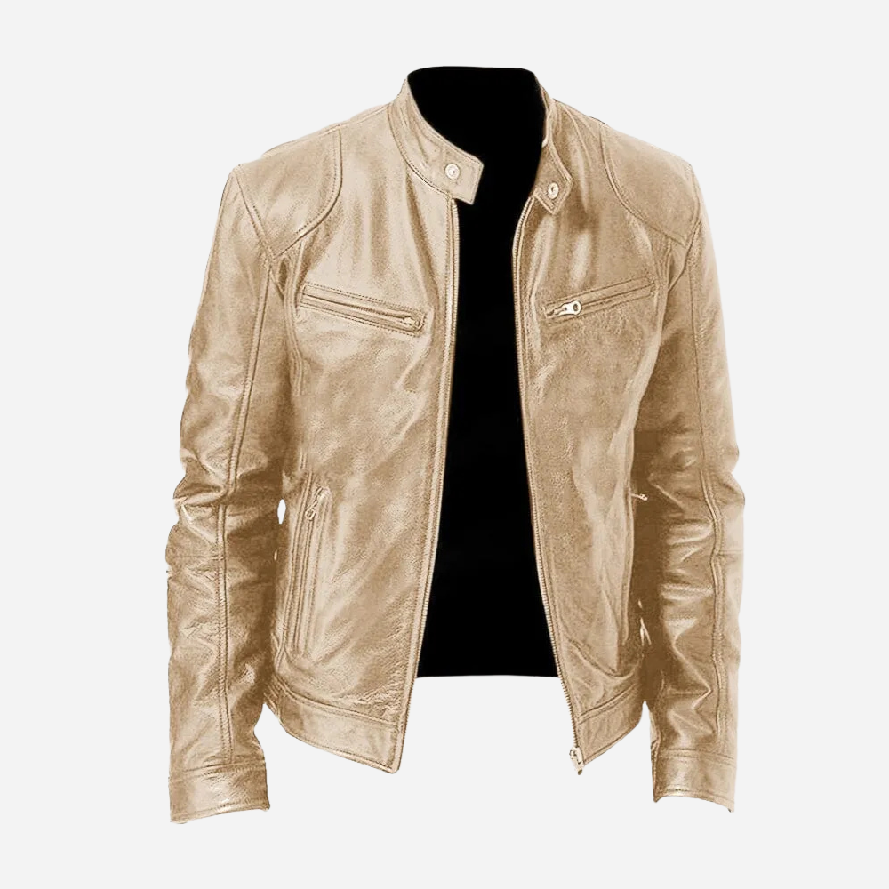 Herren Lederjacke Entspannter Ledermantel Modern