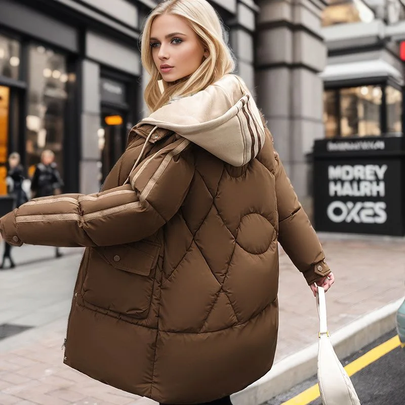 Langhaariger Steppmantel Damen Warm