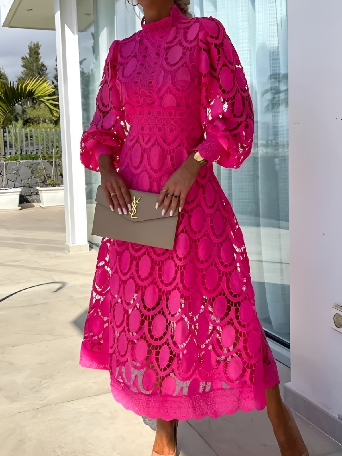 Damen Langarm Maxikleid Stilvolles Abendkleid Eleganz