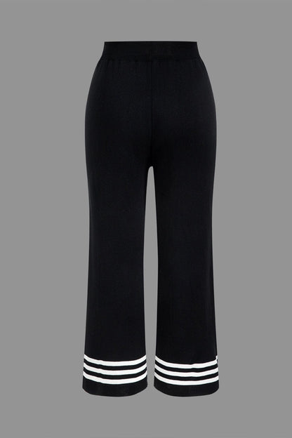 Damen Strick-Zweiteiler Cropped Cardigan Hose