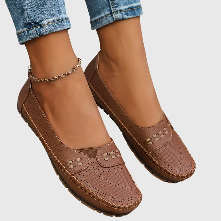 Damen Loafer Lässig Perforiert Bequem