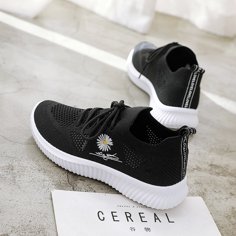 Damen Sneaker Atmungsaktives Mesh Blumenmuster Rutschfeste Sohle