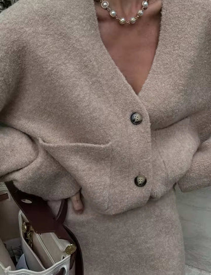Damen Strick-Set Cardigan Minirock