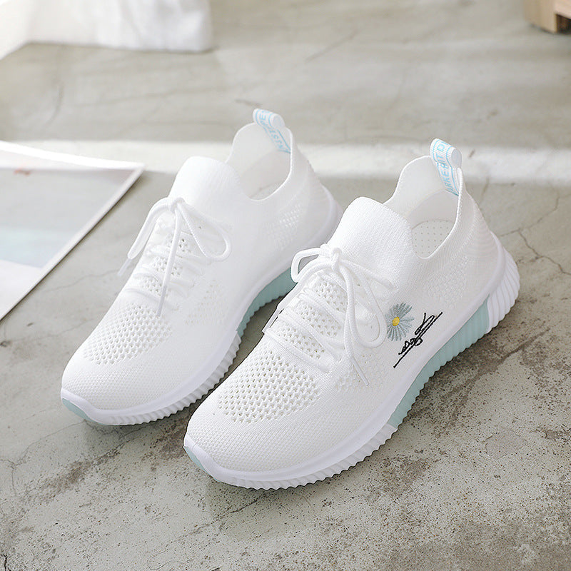 Damen Sneaker Atmungsaktives Mesh Blumenmuster Rutschfeste Sohle