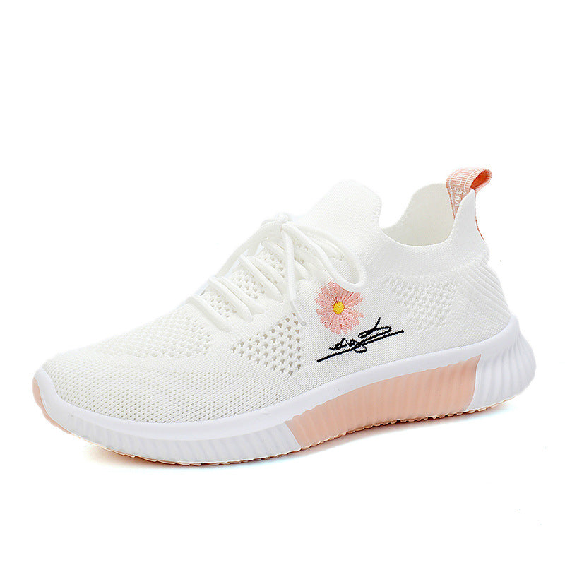 Damen Sneaker Atmungsaktives Mesh Blumenmuster Rutschfeste Sohle
