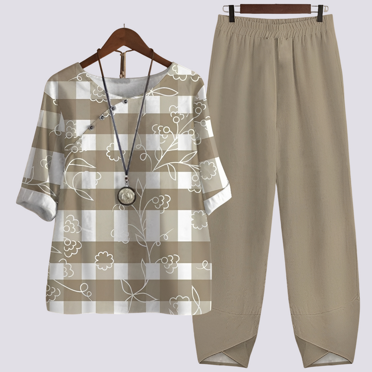 Damen Set Bluse und Rock Bequem Baumwolle