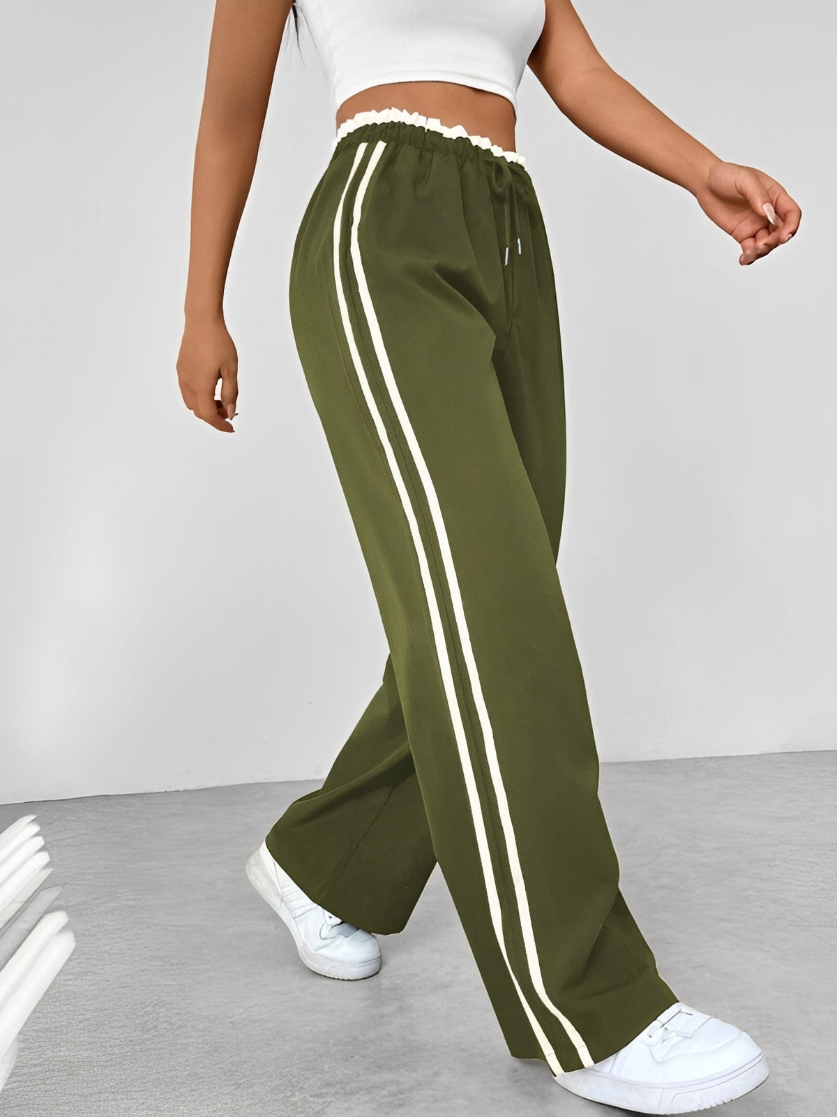 Damen Straight-Hose Sportlich Bequem Weit