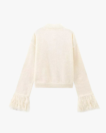 Damen Strickjacke Puffärmel Knöpfe