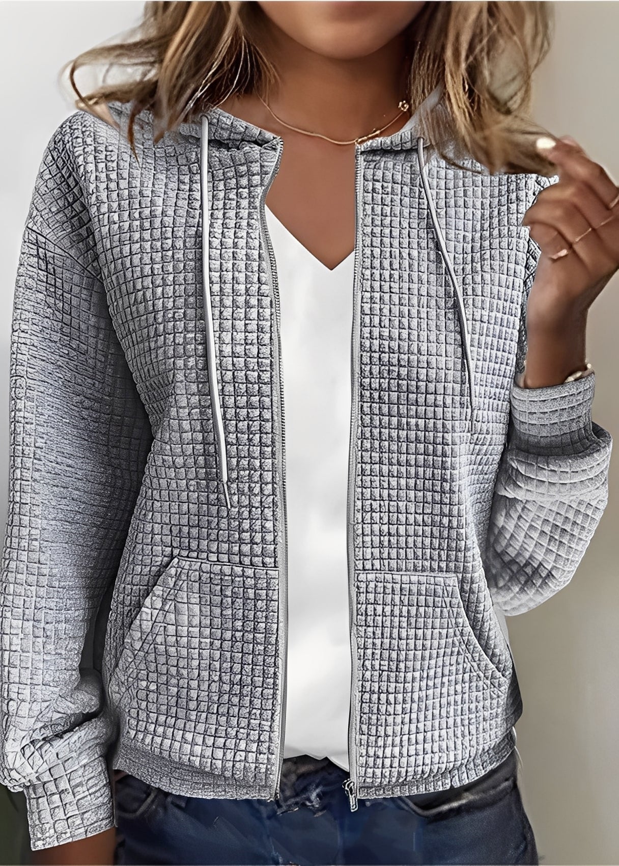 Damen Cardigan mit Kapuze und Taschen Modern