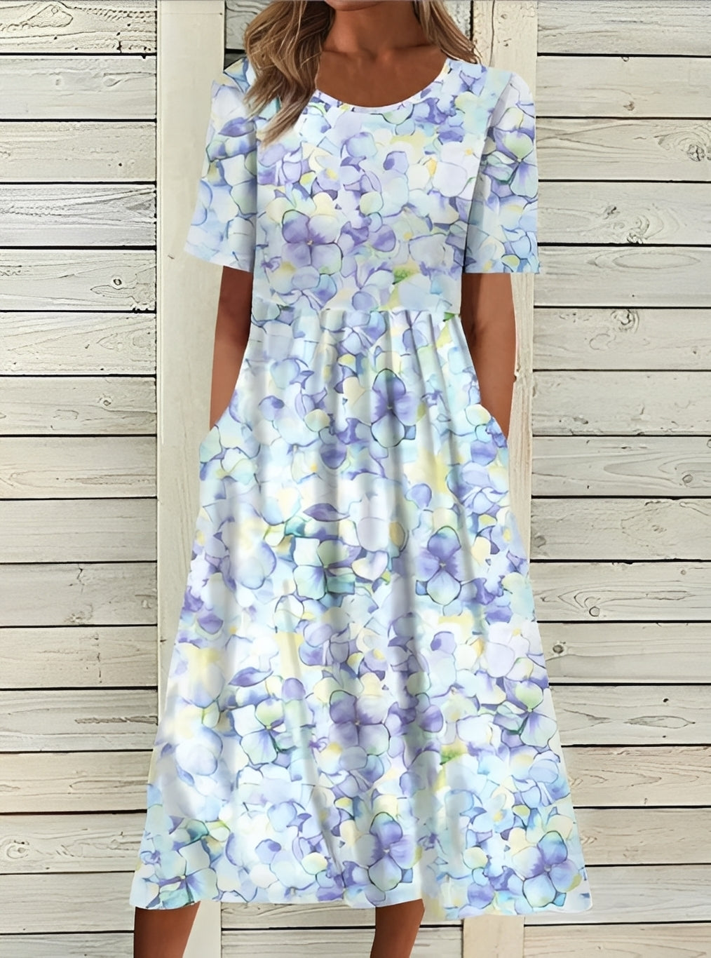 Damen Midikleid Blumenmuster Elegant