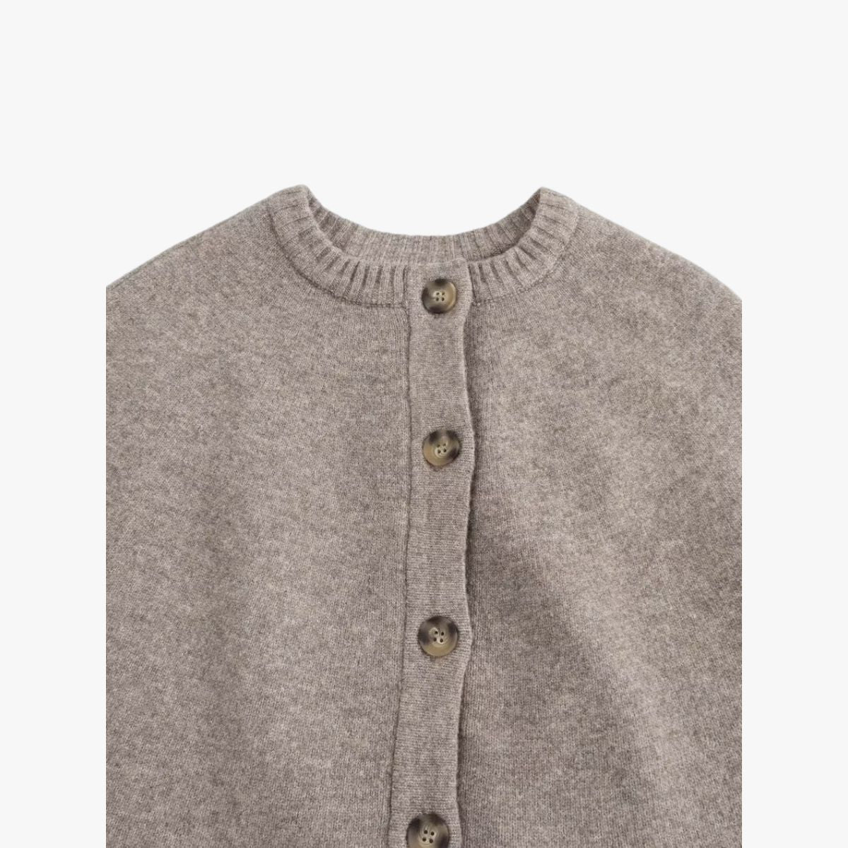 Damen Strickcape Mit Knöpfen Geraffter Saum