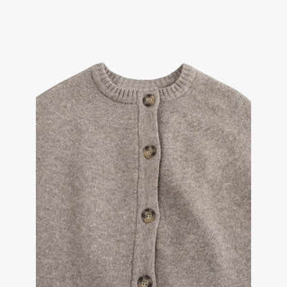 Damen Strickcape Mit Knöpfen Geraffter Saum