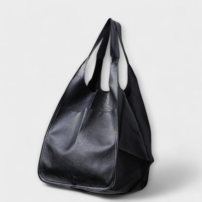 Damen Großtasche Klassisch Leder Schwarz - Norvielle